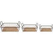 Clayre & Eef Opbergmand Set van 3 38x28x11 cm Grijs Bruin IJzer
