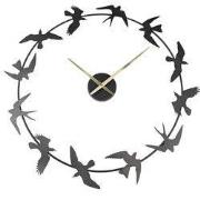 Clayre & Eef Wandklok 69x66 cm Zwart IJzer Vogels