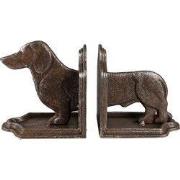 Clayre & Eef Boekensteunen Set van 2 Hond Teckel 23x8x13 cm Bruin IJze...