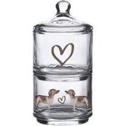 Clayre & Eef Voorraadpot Deksel Ø 10x21 cm Glas Teckel