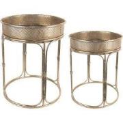Clayre & Eef Bijzettafel Set van 2 Ø 47x58 cm Goudkleurig Metaal