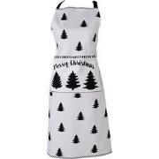 Clayre & Eef Keukenschort 70x85 cm Wit Zwart Katoen Kerstboom