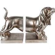 Clayre & Eef Boekensteunen Set van 2 Hond Teckel 36x12x19 cm Zilverkle...