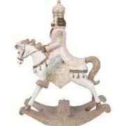 Clayre & Eef Beeld Hobbelpaard 22x9x29 cm Wit Kunststof