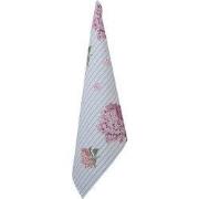 Clayre & Eef Theedoek 50x70 cm Blauw Roze Katoen Hortensia