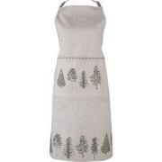 Clayre & Eef Keukenschort 70x85 cm Beige Groen Katoen Dennenbomen