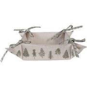 Clayre & Eef Broodmand 35x35x8 cm Beige Groen Katoen Dennenbomen