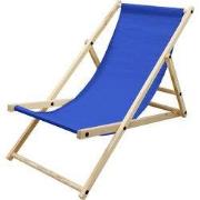 Opvouwbare ligstoel donkerblauw hout verstelbare rugleuning tot 120 kg...