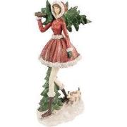 Clayre & Eef Beeld Meisje 25x17x43 cm Rood Groen Polyresin