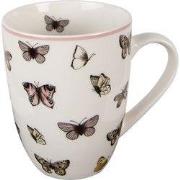 Clayre & Eef Mok 350 ml Wit Roze Porselein Vlinders