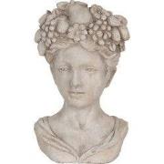 Clayre & Eef Bloempot Binnen Hoofd 22x21x35 cm Grijs Steen