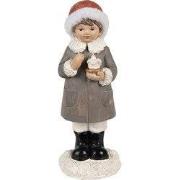 Clayre & Eef Beeld Kind 14 cm Grijs Polyresin