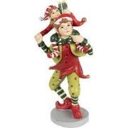 Clayre & Eef Kerstdecoratie Beeld Elf 19 cm Rood Groen Polyresin