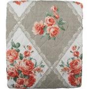 Clayre & Eef Bedsprei 140x220 cm Grijs Roze Katoen Bloemen
