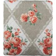 Clayre & Eef Bedsprei 240x260 cm Grijs Roze Katoen Bloemen