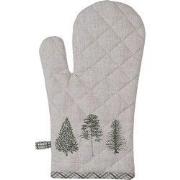 Clayre & Eef Ovenwant 18x30 cm Beige Groen Katoen Dennenbomen