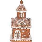 Clayre & Eef Gingerbread house met LED Huis 25 cm Bruin Polyresin
