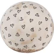 Clayre & Eef Decoratie Bal Ø 12x12 cm Beige Zwart Keramiek Hartjes