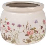 Clayre & Eef Bloempot Ø 20x15 cm Beige Roze Keramiek Bloemen