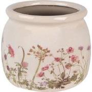Clayre & Eef Bloempot Ø 16x13 cm Beige Roze Keramiek Bloemen