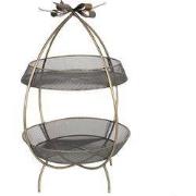 Clayre & Eef Etagère 2 laags Ø 34x51 cm Goudkleurig IJzer