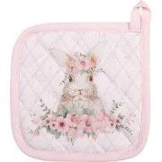 Clayre & Eef Kind Pannenlap 16x16 cm Roze Katoen Konijn