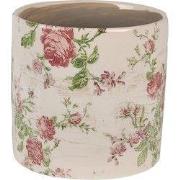 Clayre & Eef Bloempot Ø 14x13 cm Beige Roze Keramiek Bloemen