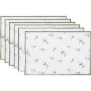Clayre & Eef Placemats Set van 6 48x33 cm Wit Katoen Olijven