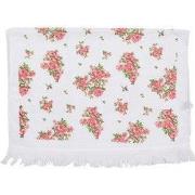 Clayre & Eef Gastendoekje 40x66 cm Wit Roze Katoen Rozen