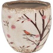 Clayre & Eef Bloempot Ø 14x14 cm Beige Bruin Keramiek Takken