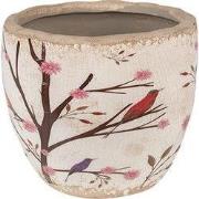 Clayre & Eef Bloempot Ø 13x11 cm Beige Bruin Keramiek Takken