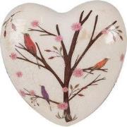 Clayre & Eef Decoratie Hart 12x12x4 cm Beige Bruin Keramiek Takken
