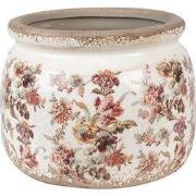Clayre & Eef Bloempot Ø 20x15 cm Beige Roze Keramiek Bloemen