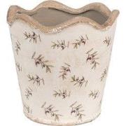 Clayre & Eef Bloempot Binnen Ø 19x18 cm Beige Blauw Keramiek Olijven