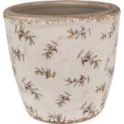Clayre & Eef Bloempot Ø 16x16 cm Beige Blauw Keramiek Olijven