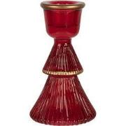 Clayre & Eef Kandelaar Ø 6x10 cm Rood Glas