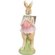 Clayre & Eef Beeld Konijn 31 cm Bruin Roze Polyresin