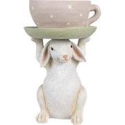 Clayre & Eef Beeld Konijn 24 cm Beige Roze Polyresin