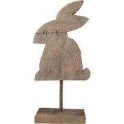 Clayre & Eef Decoratie Beeld Konijn 14x8x32 cm Bruin Hout