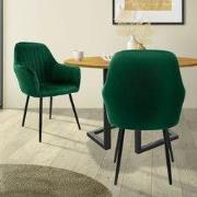Eetkamerstoelen met rugleuning & armleuning set van 2 groen met fluwel...