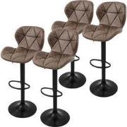 Set van 2 barkrukken 2x bruin kunstlederen bekleding met rugleuning en...