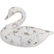Clayre & Eef Decoratie Beeld Zwaan Wit Bruin Polyresin