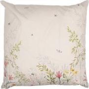 Clayre & Eef Kussenhoes 45x45 cm Beige Groen Polyester Bloemen