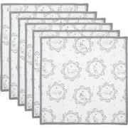 Clayre & Eef Servetten Katoen Set van 6 40x40 cm Wit Grijs Katoen Kat