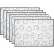 Clayre & Eef Placemats Set van 6 48x33 cm Wit Grijs Katoen Hond