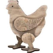 Clayre & Eef Decoratie Beeld Kip Bruin Hout