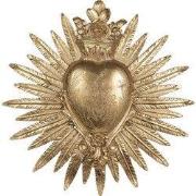 Clayre & Eef Wanddecoratie Hart Ø 25x3 cm Goudkleurig Polyresin