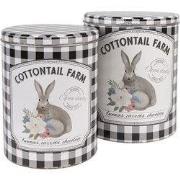 Clayre & Eef Blikken Bewaardoos Ø 20x24 / Ø 17x23 cm Wit Zwart Metaal ...