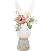 Clayre & Eef Bloempot Konijn 62 cm Wit Metaal