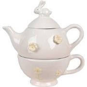 Clayre & Eef Tea for One 500 ml Roze Keramiek Konijn